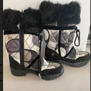 Authentic Coach winter boots; size 6; black and white